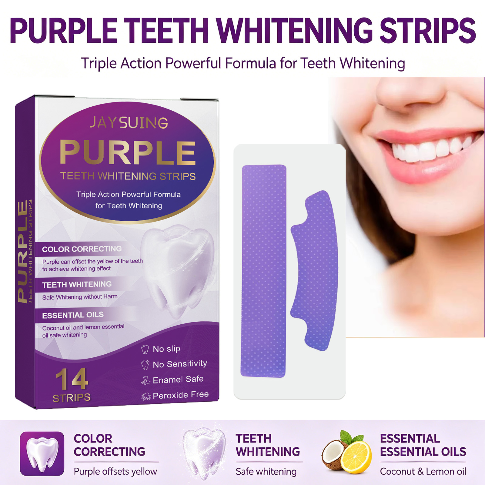 Purple Teeth Whitening Strips  - Teeth Whitening With Coconut Oil recension och pris