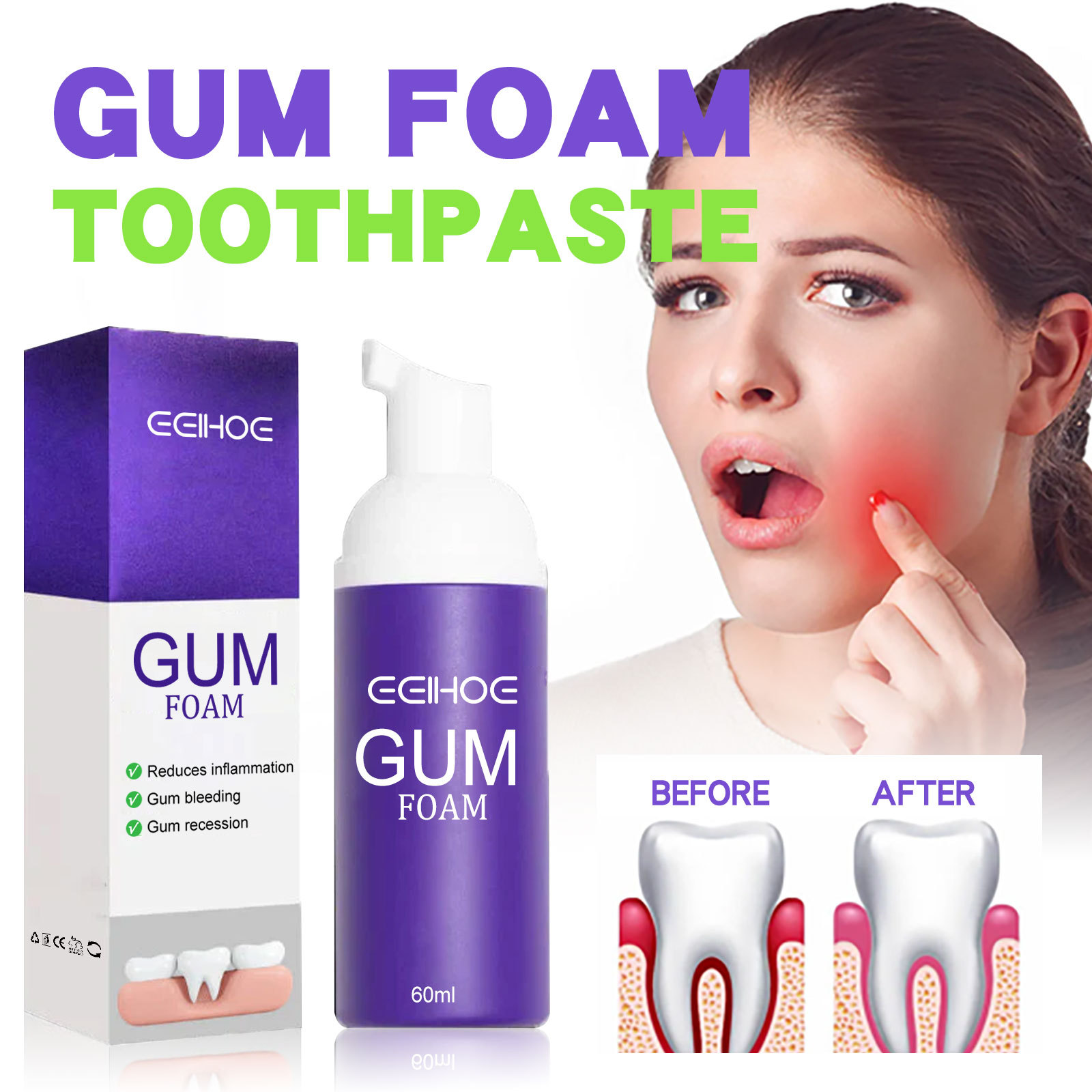 60ml Teeth Whitening Mousse V3 - Teeth Whitening Mousse recension och pris